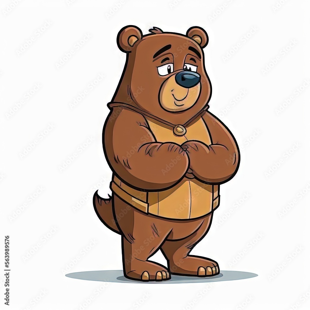 ภาพประกอบสต็อก a cartoon bear standing with his arms crossed and eyes ...