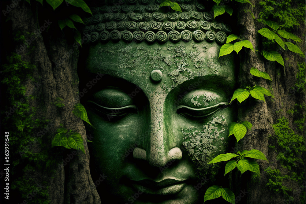 Buddha face, AI generation Stock Illustration | Adobe Stock