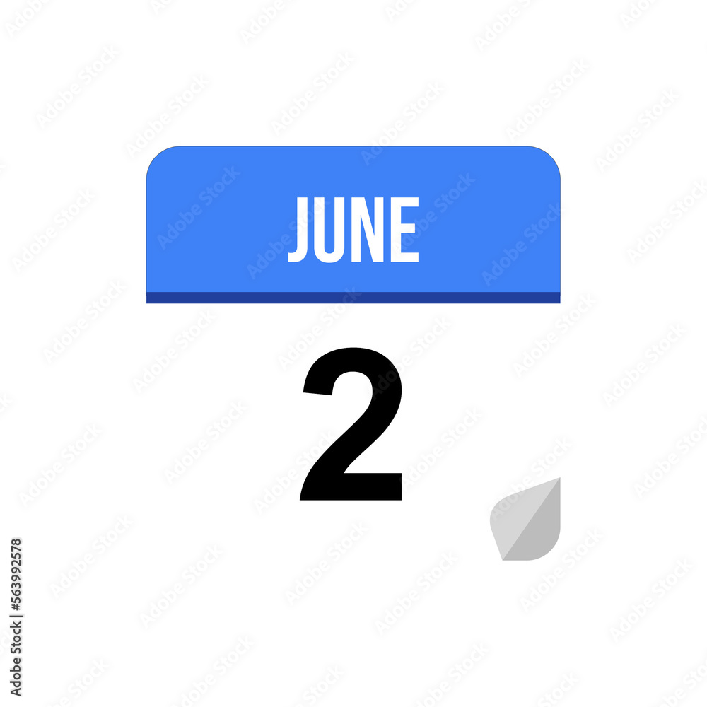 2 June calendar date icon on transparent background 2 June calendar date icon on transparent background