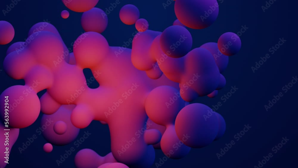 Metaverse 3d render morphing animation pink purple abstract metaball metasphere bubbles art sphere blue background backdrop space moving meta balls shapes motion design fluid liquid blob deformation