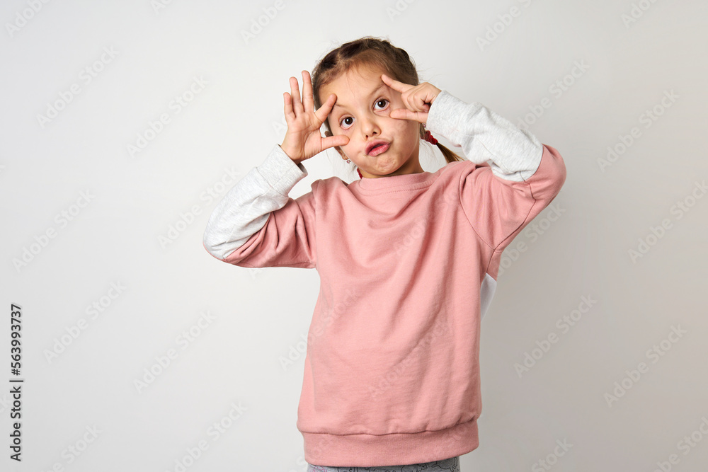 Portrait of cute child girl on white background Portrait of cute child girl on white background