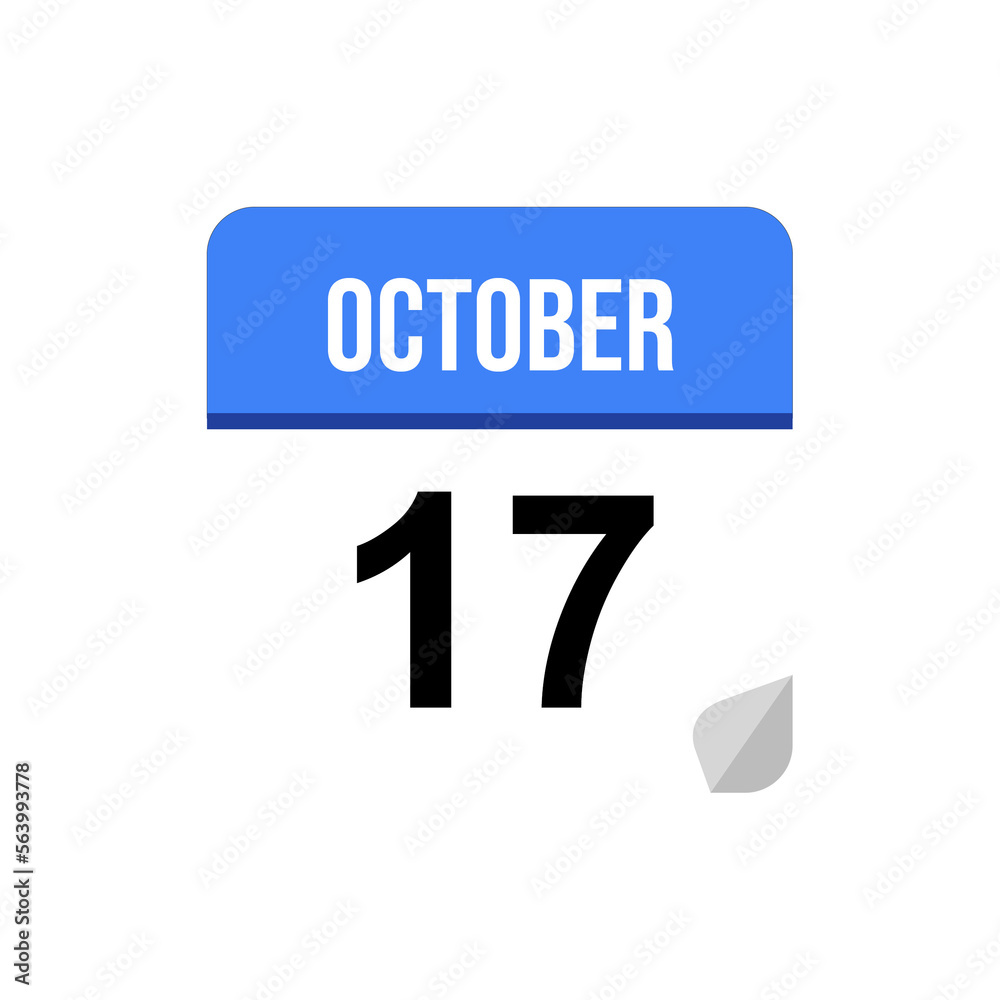 17 October calendar date icon on transparent background 17 October calendar date icon on transparent background