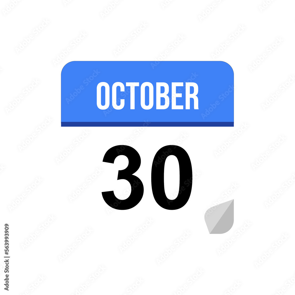 30 October calendar date icon on transparent background 30 October calendar date icon on transparent background