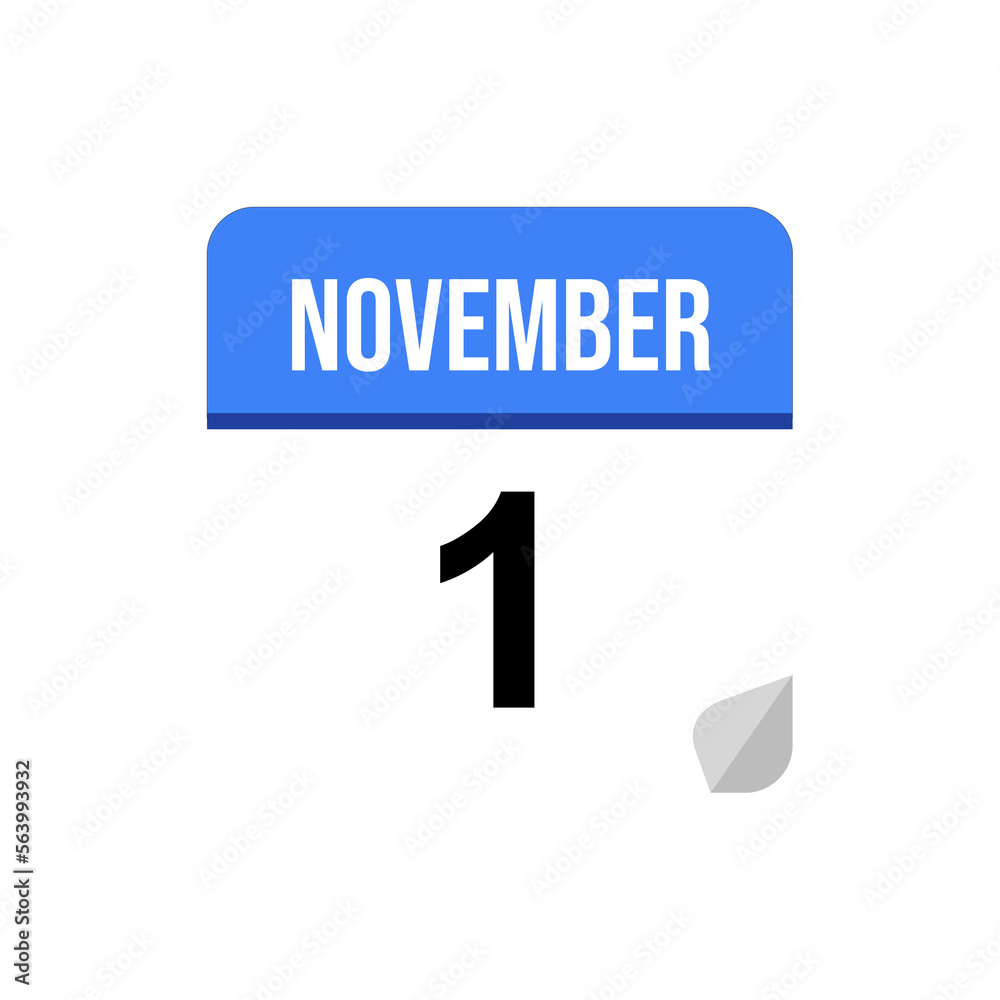 1 November, Calendar date icon, Event date icon 1 November, Calendar date icon, Event date icon