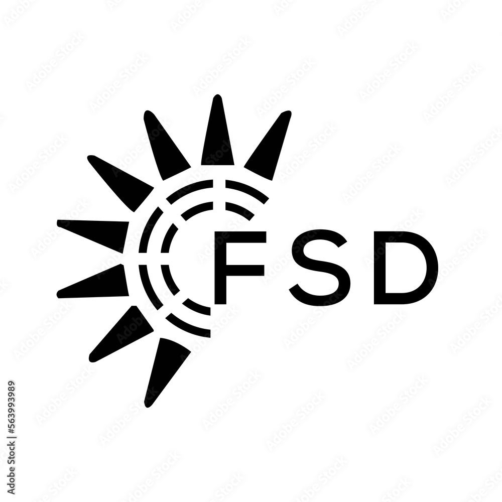 FSD letter logo. FSD image on white background and black letter. FSD