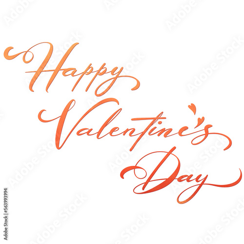 Happy valentines day text typography on transparent background