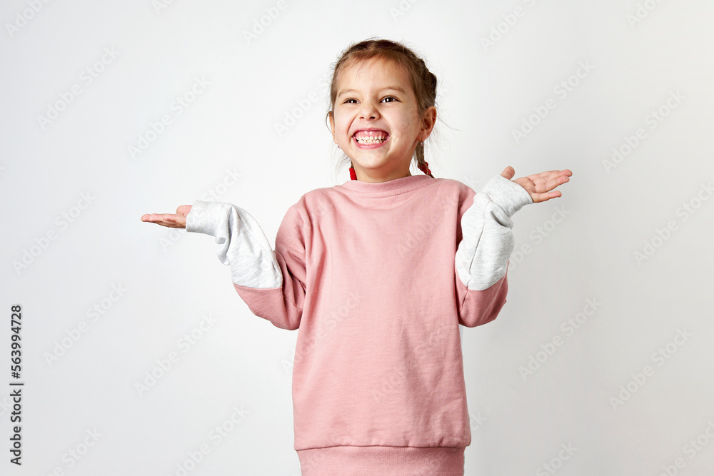 Portrait of a cute little girl isolated on white background Stock Photo ...