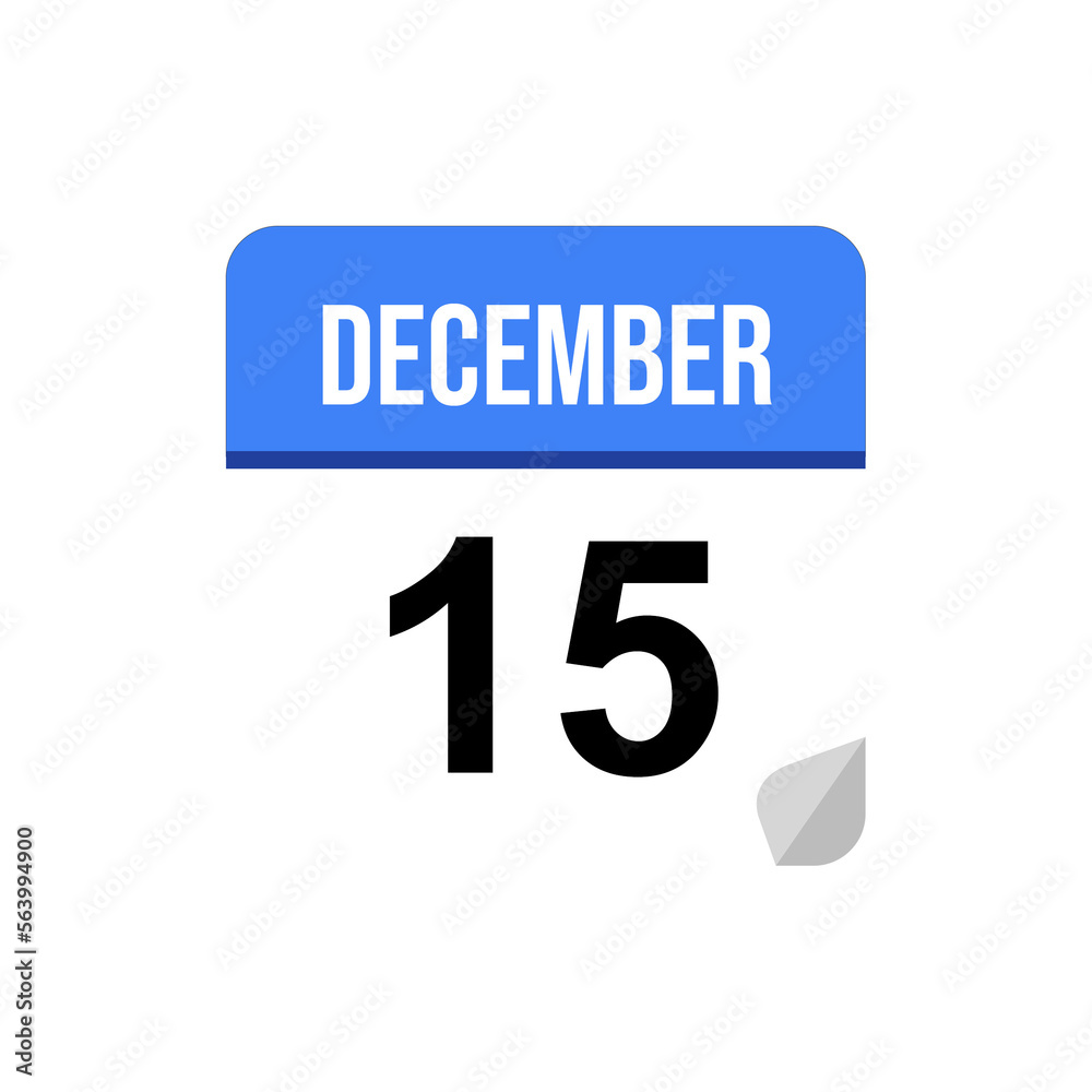 15 December, Calendar date icon, Event date icon 15 December, Calendar date icon, Event date icon