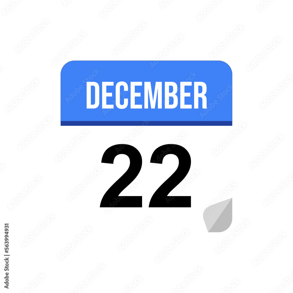 22 December, Calendar date icon, Event date icon