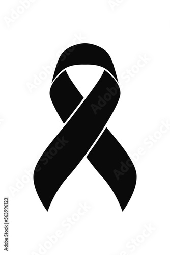 Vector graphic of melanoma cancer ribbon on white background. Black awareness ribbon for melanoma cancer support symbol. vector eps10.