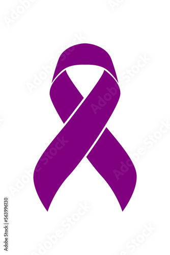 Vector graphic of pancreatic cancer ribbon on white background. Purple awareness ribbon for pancreatic cancer support symbol. vector eps10.
