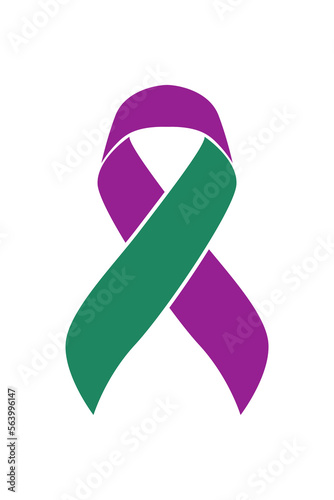 Vector graphic of anal cancer ribbon on white background. green and purple awareness ribbon for anal cancer support symbol. vector eps10.