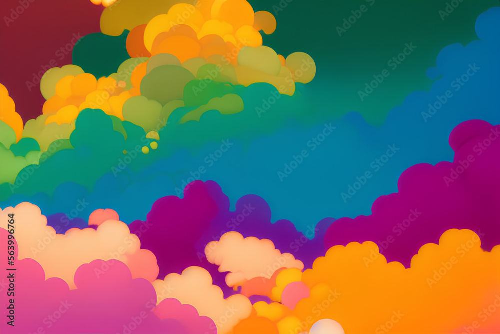 Colorful Cloud-Filled Sky, Psychedelic Clouds, Rainbow Colored Clouds