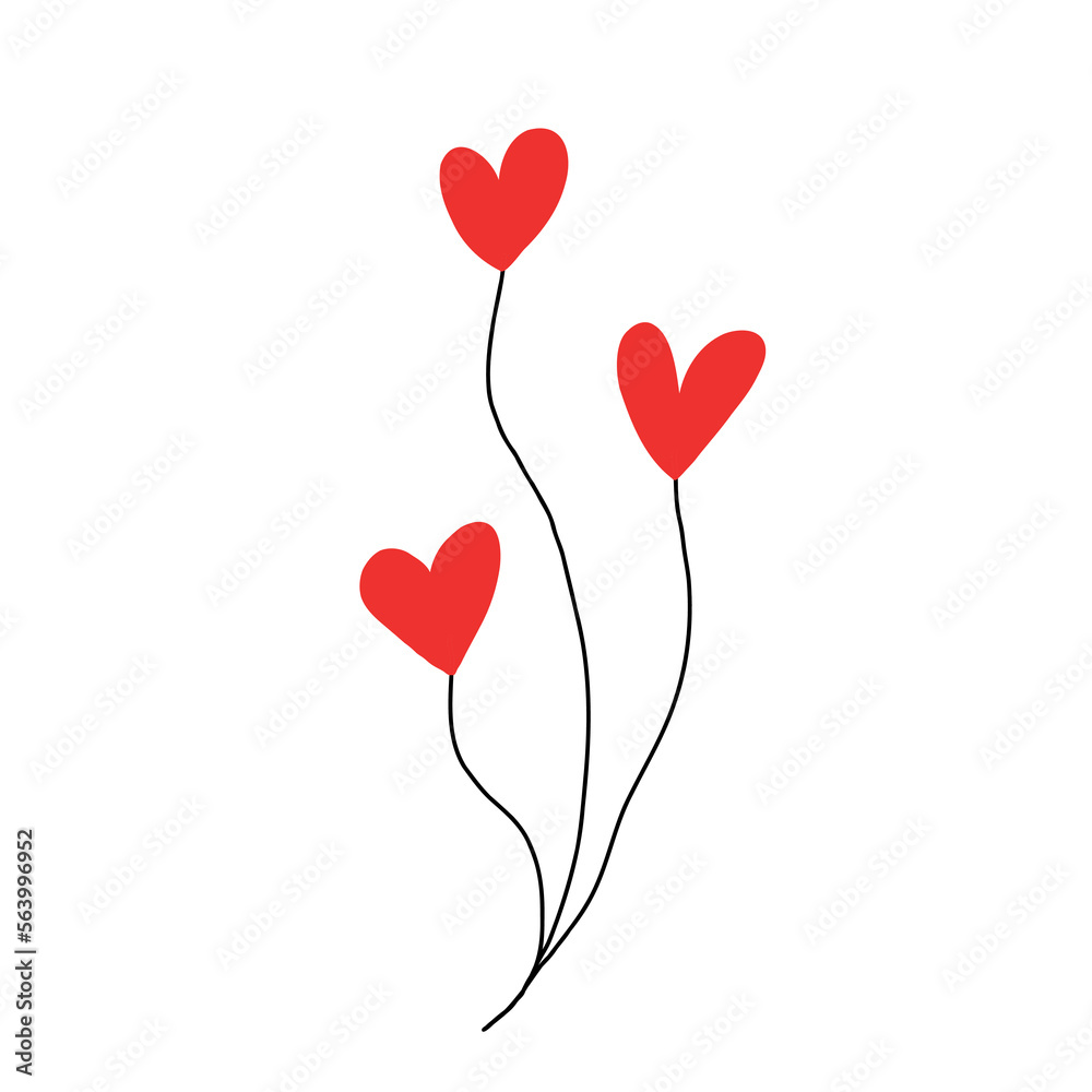 Valentine's Day set with heart and other elements on a white background. Valentine's day, wedding and love concept. Vector illustrations