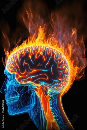 Illustrated Human Brain Generative AI illustrations
