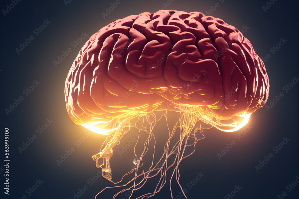 Illustrated Human Brain Generative AI illustrations Stock-Illustration ...
