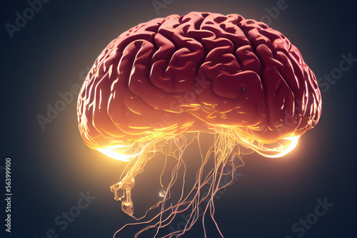 Illustrated Human Brain Generative AI illustrations photo