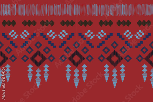 Ethnic Ikat fabric pattern geometric style.African Ikat embroidery Ethnic oriental pattern crimson red background. Abstract,vector,illustration. use for texture,clothing,wrapping,decoration,carpet.