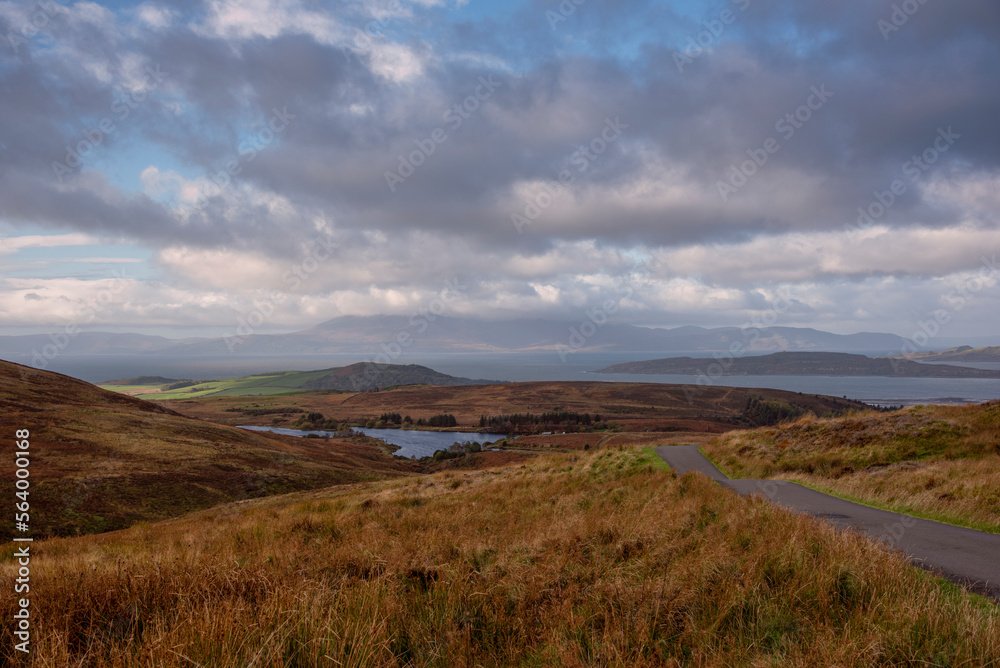 Isle of Arran  Topped with Clouds and bathed in evening Sun light