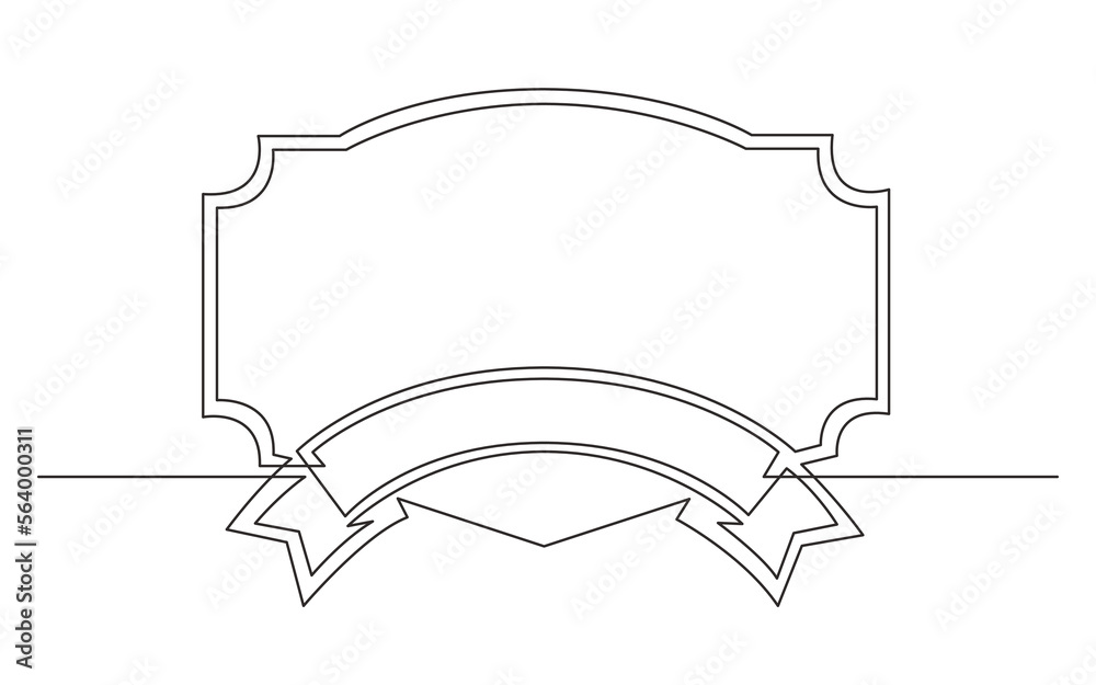 continuous line drawing vector illustration with FULLY EDITABLE STROKE of ribbon geometrical frame design continuous line drawing vector illustration with FULLY EDITABLE STROKE of ribbon geometrical frame design