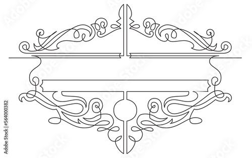 continuous line drawing vector illustration with FULLY EDITABLE STROKE of symmetrical vignette design 9