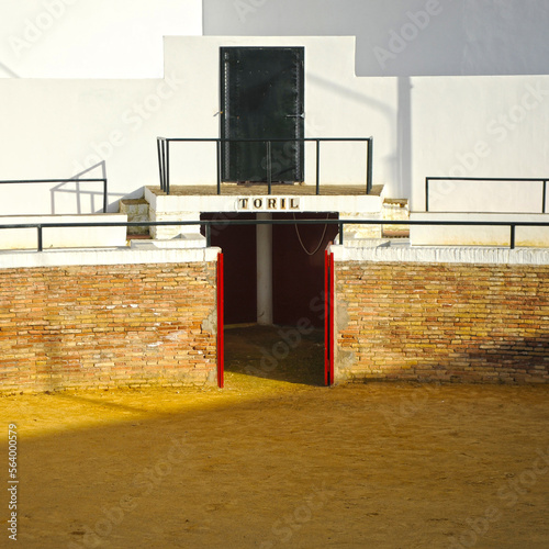 The toril, place where the fighting bulls come out to a small bullring