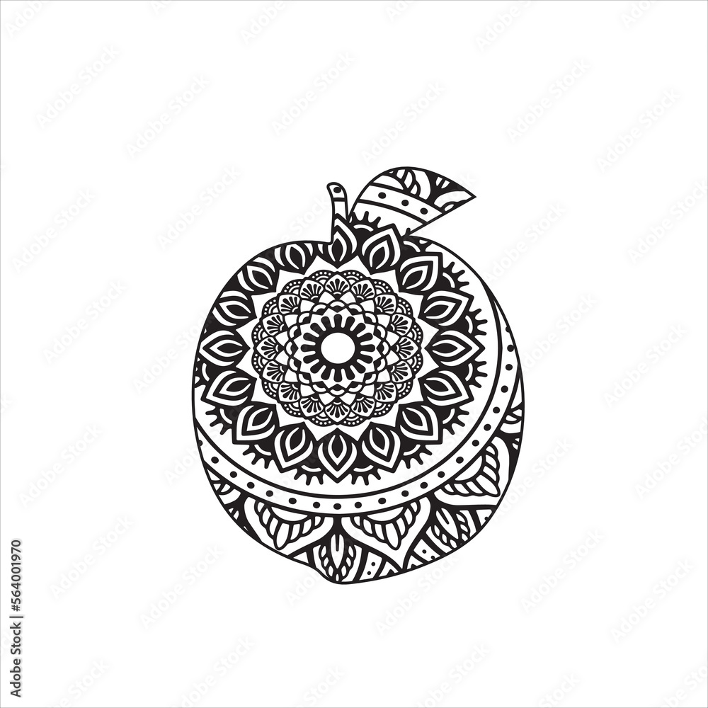 Obraz premium Fruit mandala coloring page for kids and adult