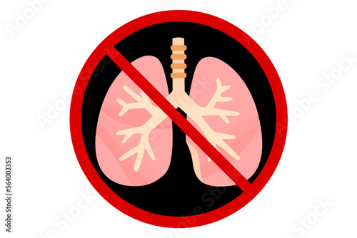 prohibition sign against lungs on white background,vector illustration