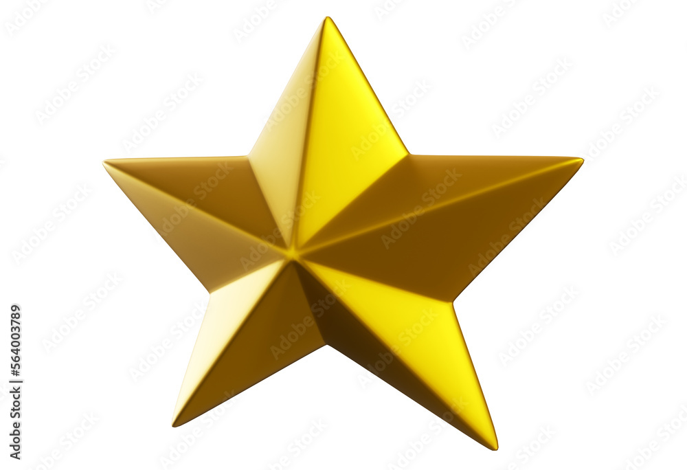 Single gold star. 3D render