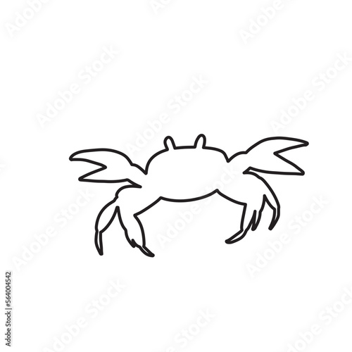 Line silhouette crab on a white background. Vector hand drawn kids illustration. Sea ocean. Underwater world
