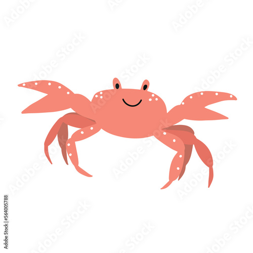 Cute crab in Scandinavian style on a white background. Vector hand drawn kids illustration. Sea ocean. Underwater world