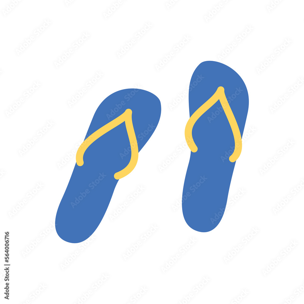 Cartoon Color Blue Beach Flip Flops Concept Flat Design Style Isolated on a White Background. Vector illustration Cartoon Color Blue Beach Flip Flops Concept Flat Design Style Isolated on a White Background. Vector illustration