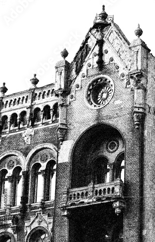 Old architecture wall with windows