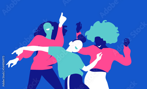 Ragazze che ballano e si divertono insieme al ritmo di musica.