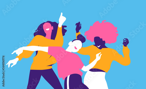 Ragazze che ballano e si divertono insieme al ritmo di musica.
