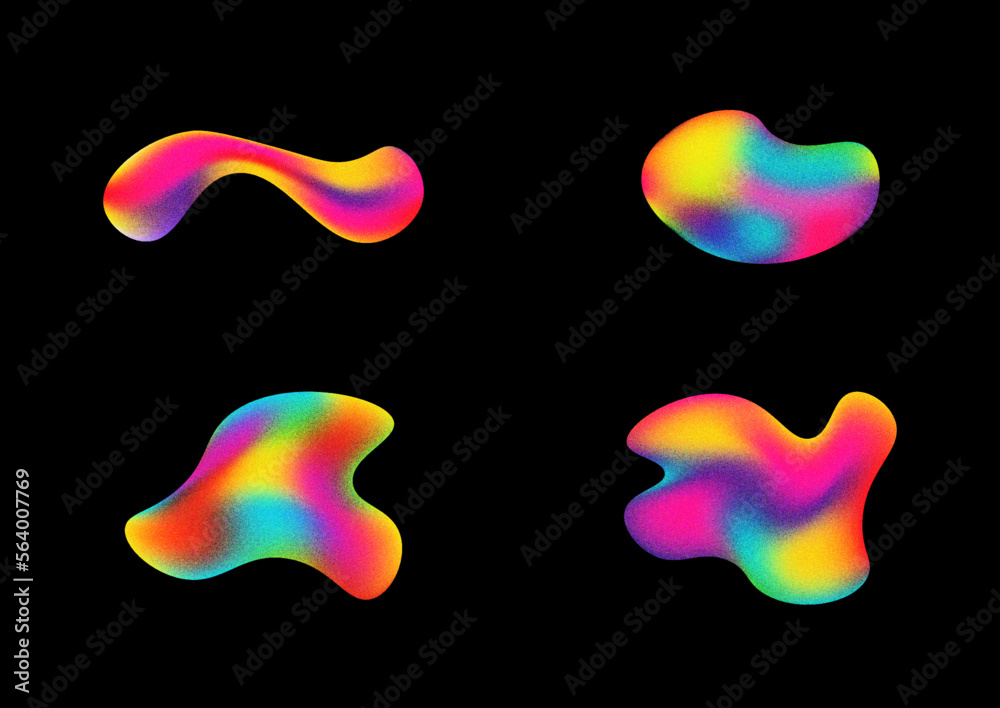 © bylb - Collection of Grain Textured Graidient 3D Shapes - Rave Poster Background Colour Futuristic Cyberpunk