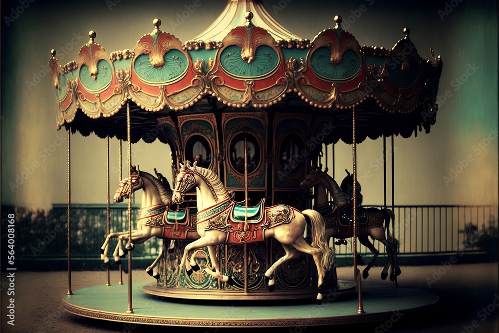 beautiful carousel, vintage , game for kids