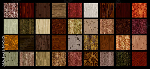 Set of seamless precious burlwood patterns textures - wood polished cross section surface background
  photo