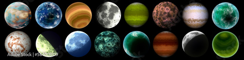 Set of celestial bodies  -  Planet and Moon elements collection
 photo