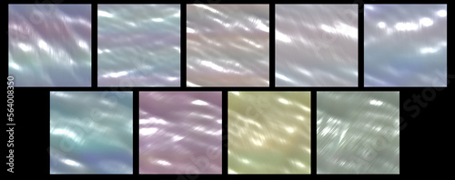 Set of seamless freshwater pearl pattern textures -  polished cross section Mother-of-pearl surface background
 photo