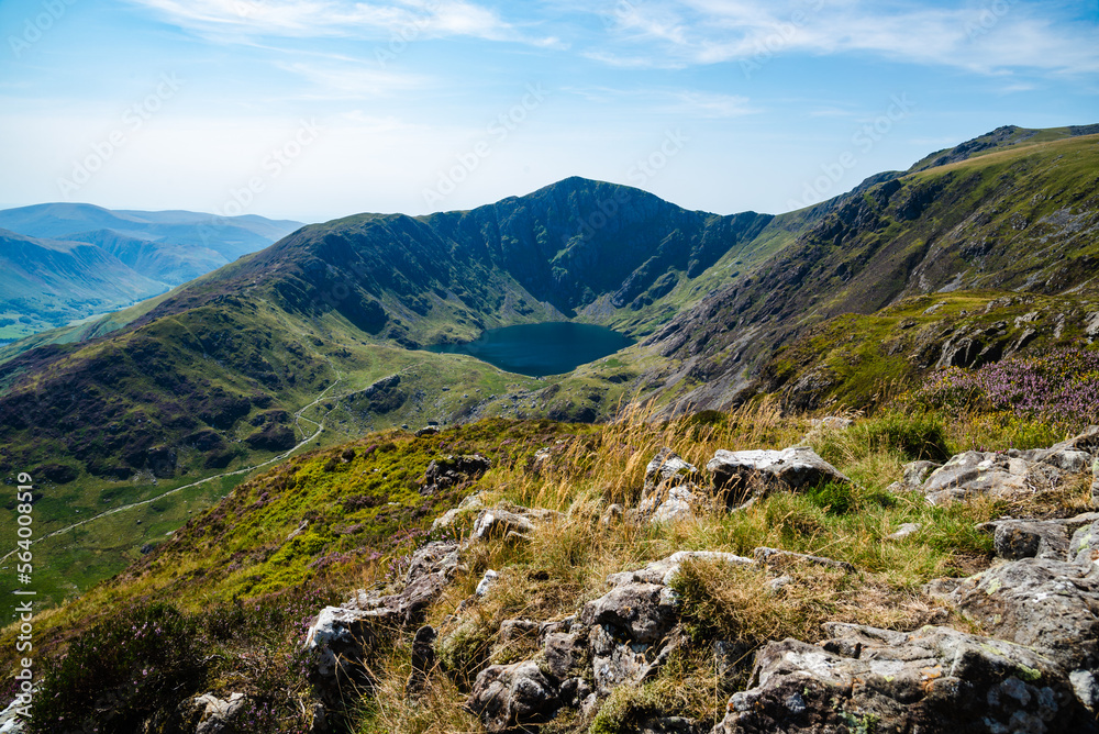 Climbing and lake view on cadair idris hill in wales 2022.