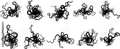 Set of  vector tangle of tentacles - vector design of decorative plexus templates kit
 photo