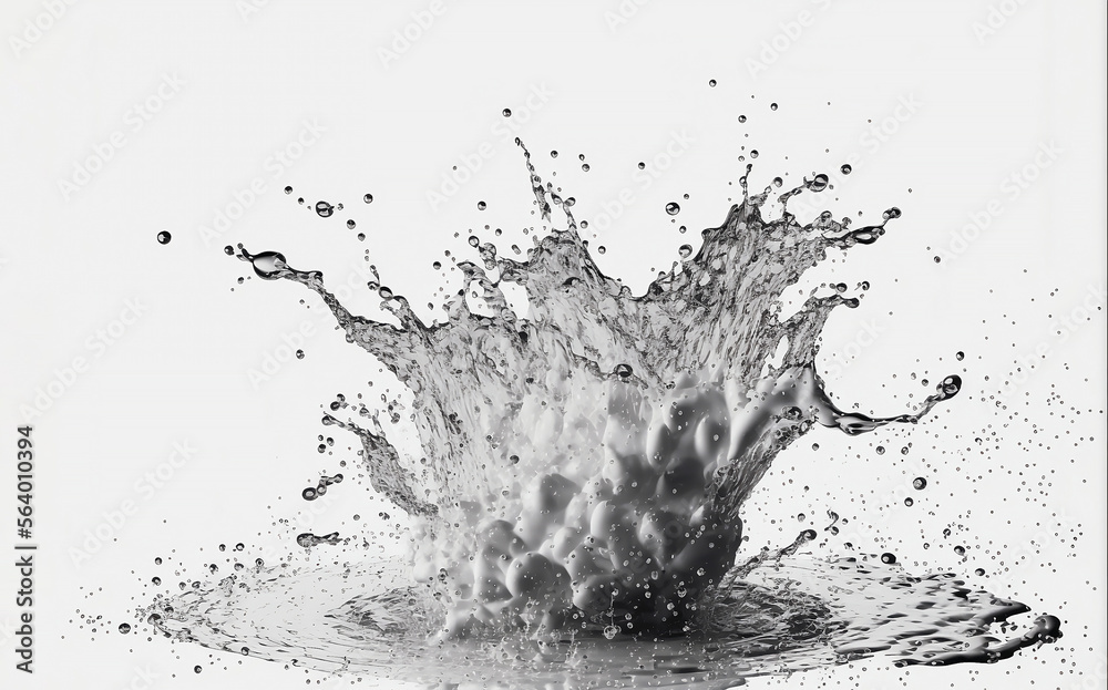 Obraz premium Cosmetics Hydro Essence water for moisturizer. Liquid splash bubble or molecule chemical structure on water background. Cosmetics Hydro power treatment. Purifying natural product. Generative AI.