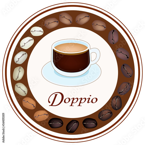 Illustration Retro Styled Coffee Labels Doppio.
 photo