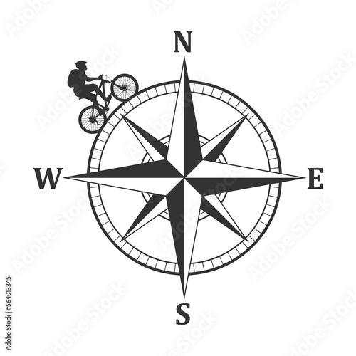 MTB Compass Illustration Clip Art Design Shape. Mountain Bike Silhouette Icon Vector.
