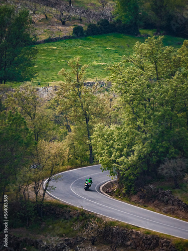 Motorcyclist on a mountain road