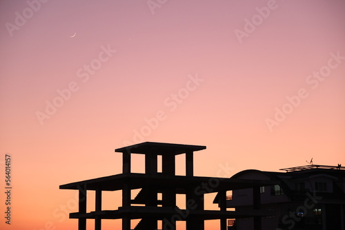 construction scenery during sunset