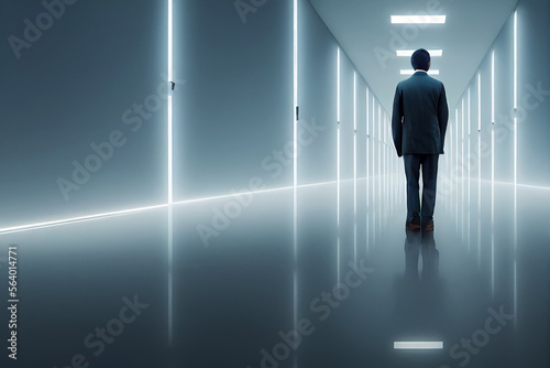 businessman in an empty corridor