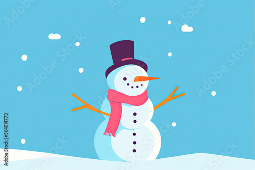 snowman in the snow vector illustration made with Generative AI.