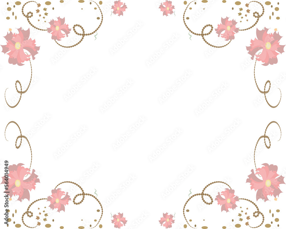 Illustration of a card frame with delicate pink carnation flowers Illustration of a card frame with delicate pink carnation flowers